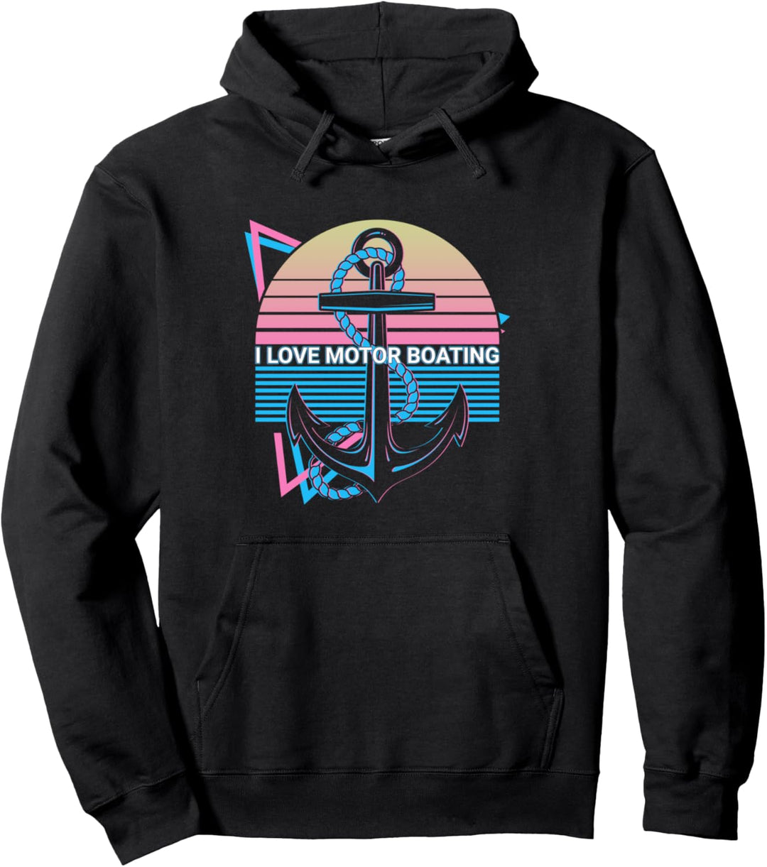 Bootfahren Retro I Love Motorboot Pullover Hoodie