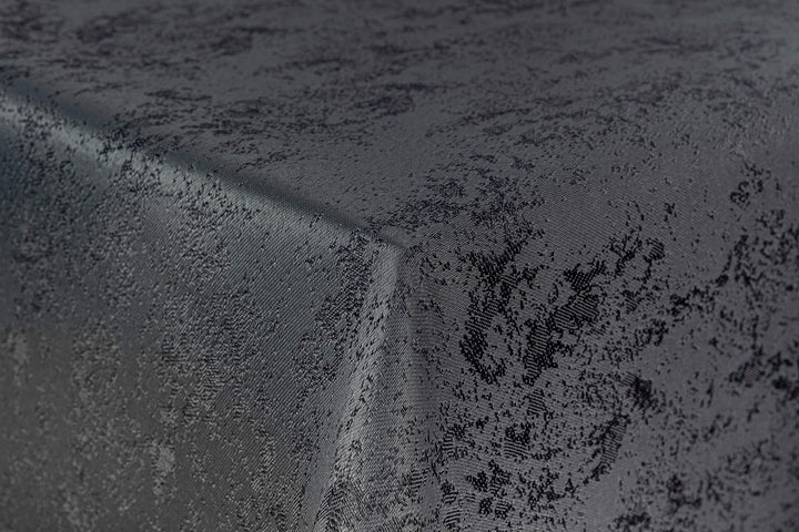 First-Tex Tischdecke Damast Jacquard Brilliant Meliert 160x220 oval in grau mit gerade Saumkante 160