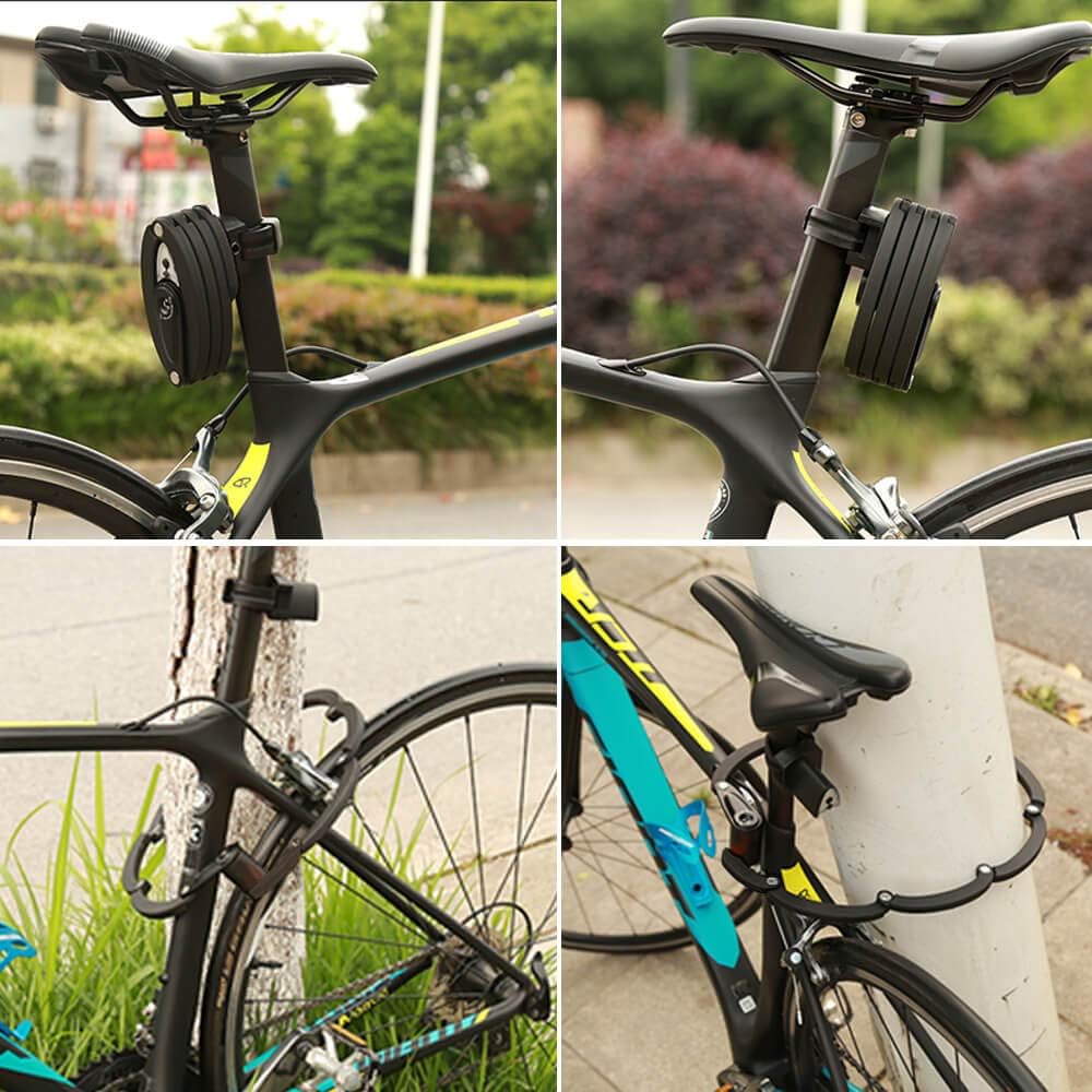 Toptrek Faltschloss mit Halterung Fahrradschloss Schlüssel Lang 85cm 8 Gelenken Fahrradschloss Fahrr