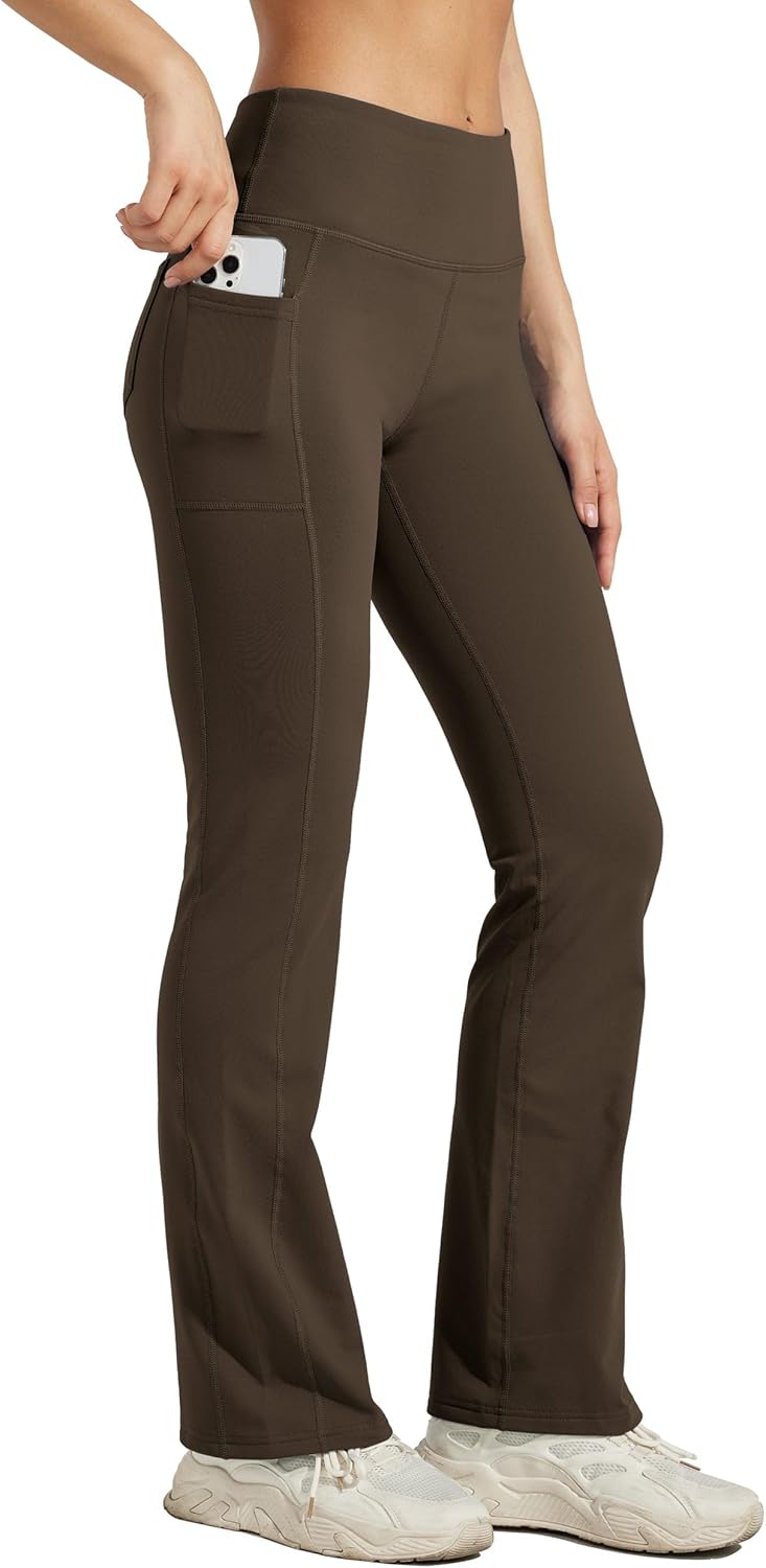 WILLIT Damen Thermo Flare Leggings Winter Fleece gefütterte Yogahose Warm Sportleggins Laufhose Boot