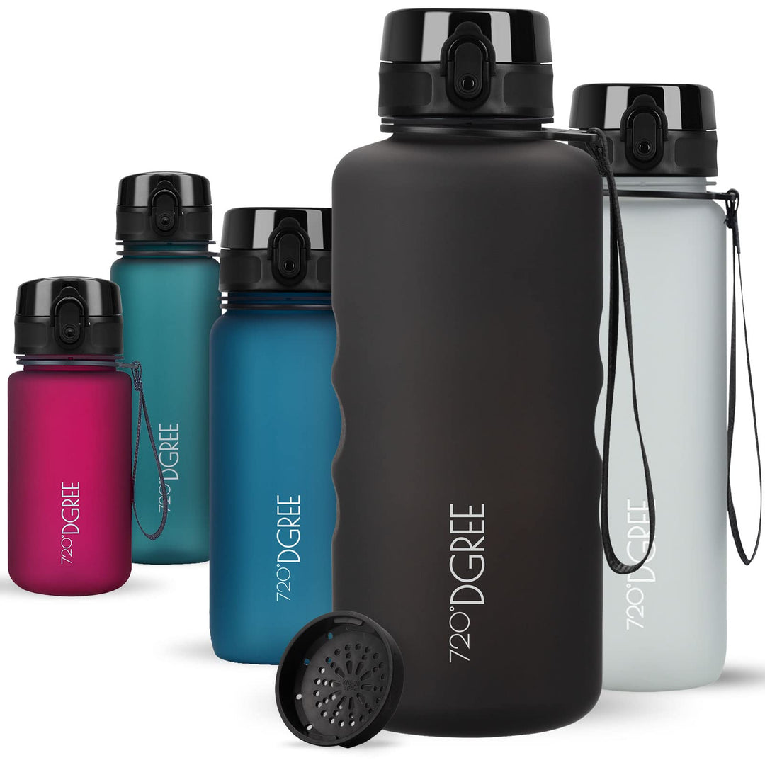 720°DGREE Trinkflasche 2l “uberBottle“ softTouch +Sieb - BPA-Frei - XXL Wasserflasche für Gym, Fitne