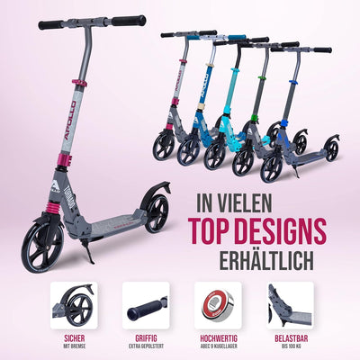 Apollo High End Scooter Erwachsene - Tornado | Cityroller Kinder ab 7 Jahre mit Bremse und Federung