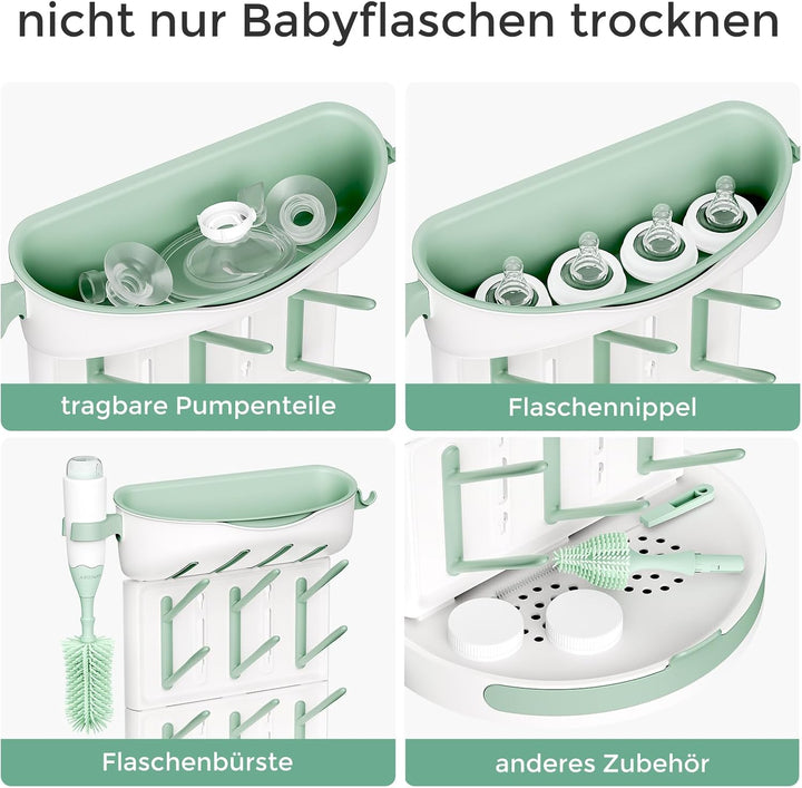 Momcozy Premium Babyflaschen Trockenständer – Vertikaler Flaschenhalter für 18 Flaschen &amp; Stillzubeh