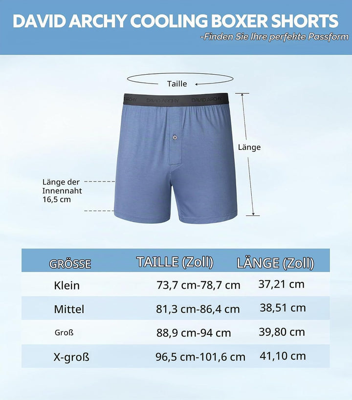 DAVID ARCHY 3/5er Pack Bambus Herren Unterhosen Boxershorts lockere Boxershorts Herren,Weich, Atmung