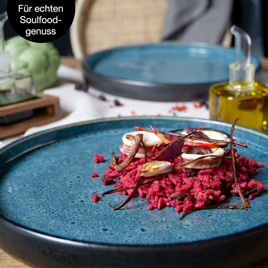 Moritz & Moritz SOLID 4x Speiseteller 26 cm - Steinzeug Teller Set - Geschirr Set zum Servieren Dinn