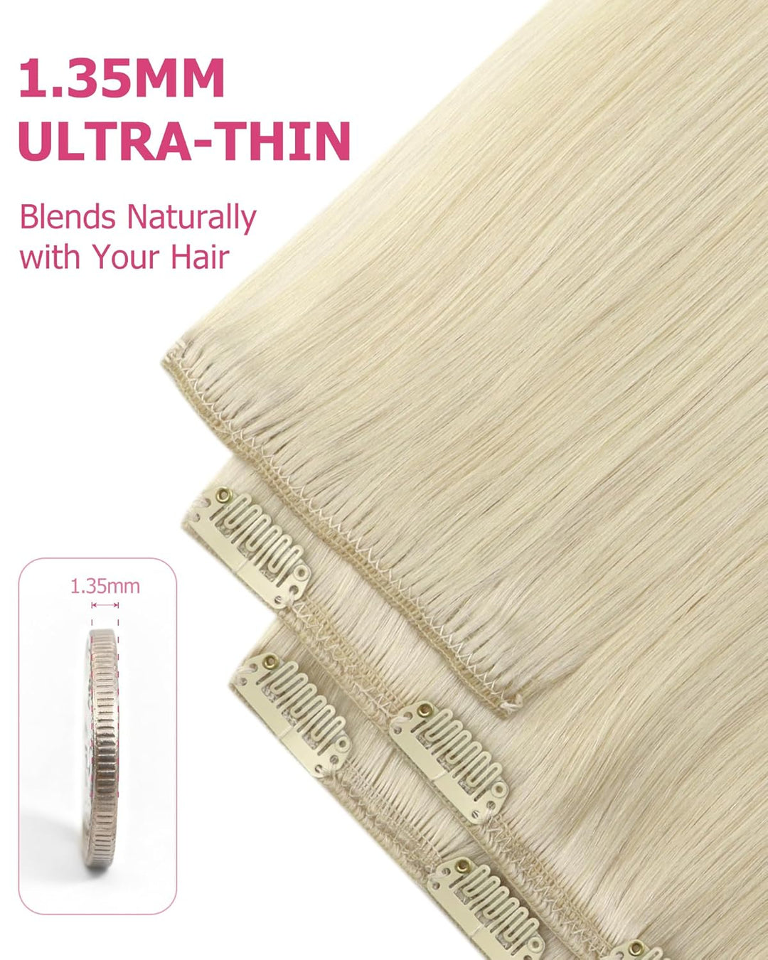 YoungSee Clip in Extensions Echthaar Platinblond Echthaar Extensions Clip Blond Kurz Haarverlangerun