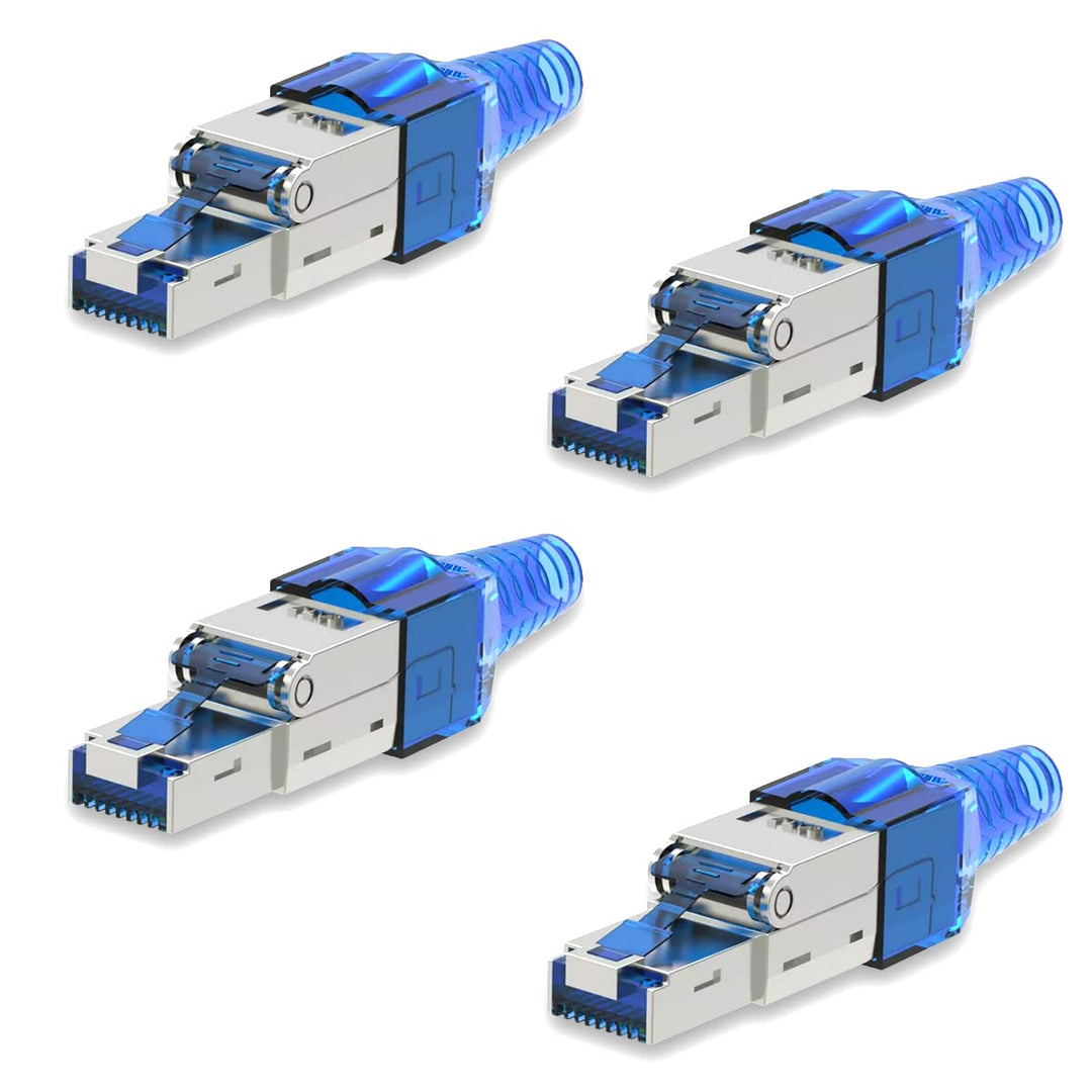 UC-Express Netzwerkstecker CAT7 RJ45-4X Netzwerk Stecker Blau Steckverbinder - werkzeuglos - geschir