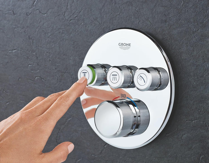 GROHE Grohtherm SmartControl - Thermostat mit 3 Absperrventilen (Fertigmontageset, langlebige Oberfl