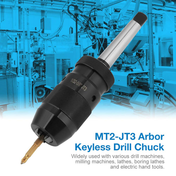 Keyless Drill Chuck Bit, 1-16 mm Kapazität Selbstspannender Keyless Lathe Drill Chuck mit MT2-JT3 Ta