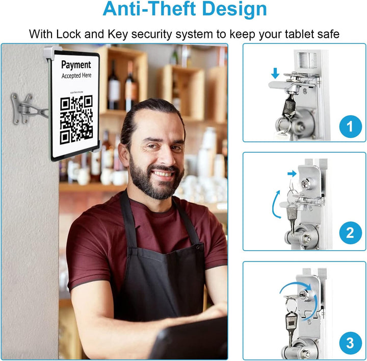 woleyi Anti-Diebstah Tablet Wandhalterung, Heavy Duty Gelenkarm Tablet Halterung für Kiosk, Store fü