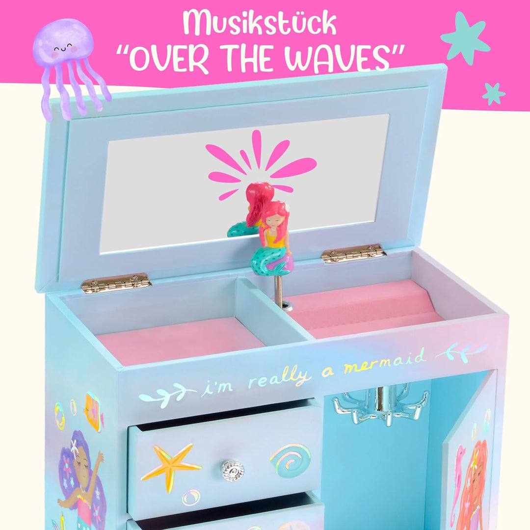 Giggle & Honey® Meerjungfrau Kindergeburtstag Gastgeschenke Mädchen – Music Box Schmuckkästchen mit