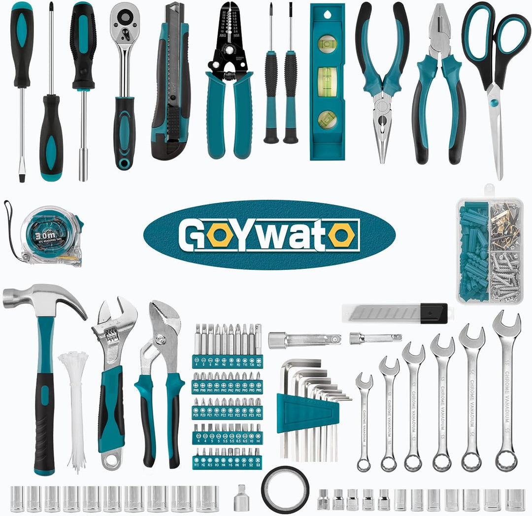 GoYwato Werkzeugkoffer Gefüllt Profi 287-tlg - Werkzeugkasten Gefüllt Werkzeug Set für Haushalt mit