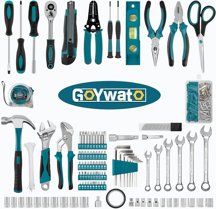 GoYwato Werkzeugkoffer Gefüllt Profi 287-tlg - Werkzeugkasten Gefüllt Werkzeug Set für Haushalt mit