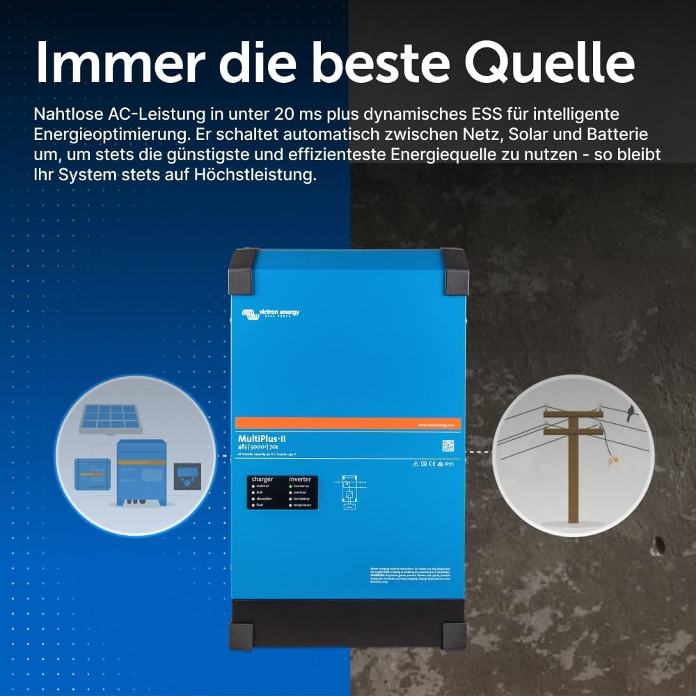 Victron Energy MultiPlus-II Reiner Sinus Wechselrichter 70 Amp Batterie Ladegerät, Spannungswandler,
