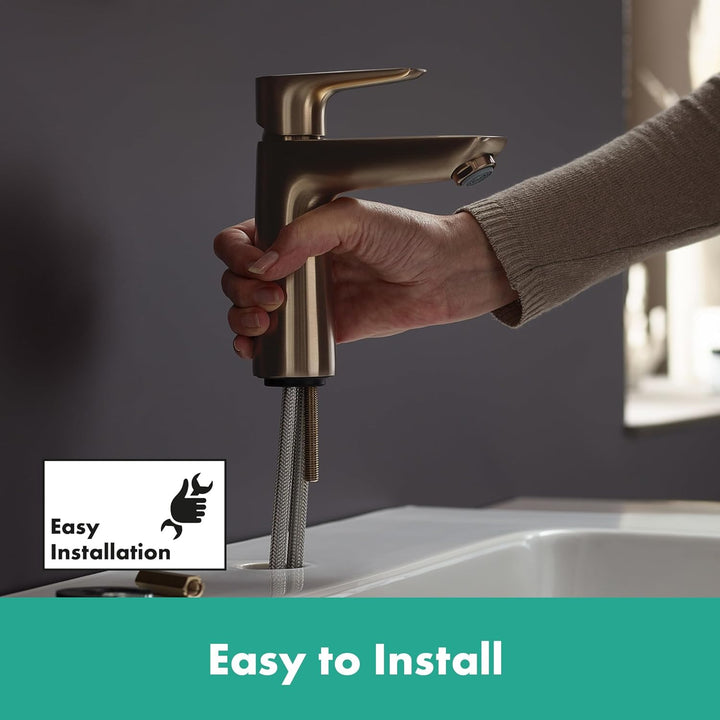 hansgrohe Wasserhahn Talis E (wassersparende Armatur mit hohem Auslauf 110mm, Zugstangen- Ablauf), B