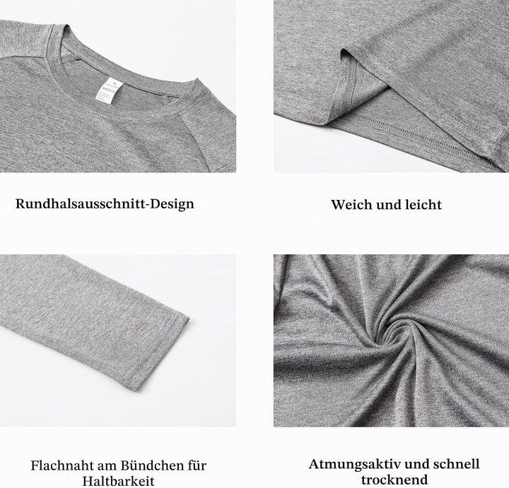 ZENGVEE 1 or 4 or 5er Pack Langarmshirts Herren Sport Tshirts Men Schnelltrocknend Kationisches fur