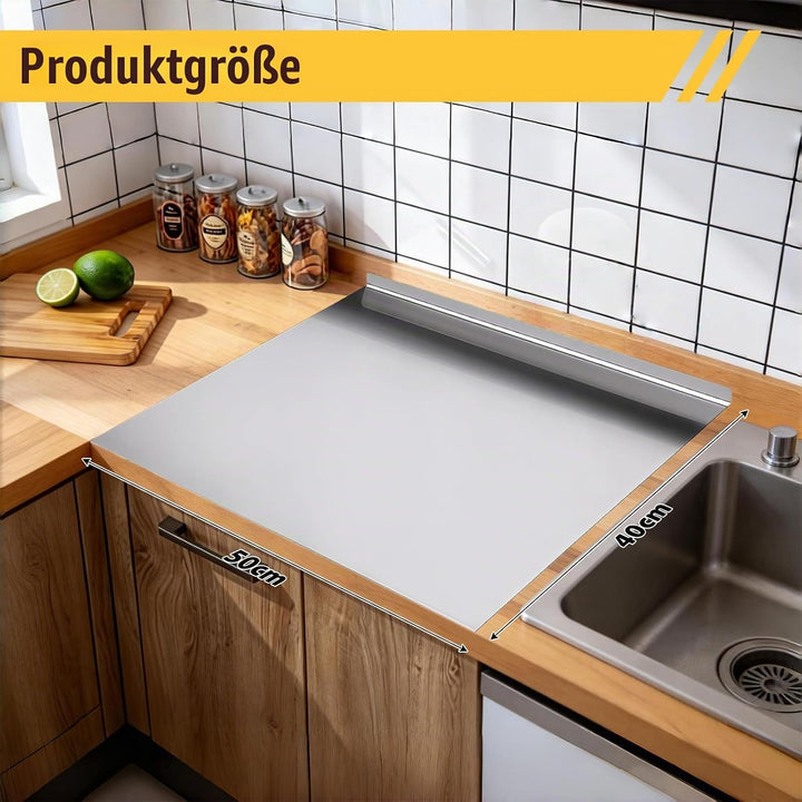 Edelstahl-Schneidebrett, Edelstahl Arbeitsplatte, Rutschfeste Schneidebrett mit Kante, Arbeitsplatte