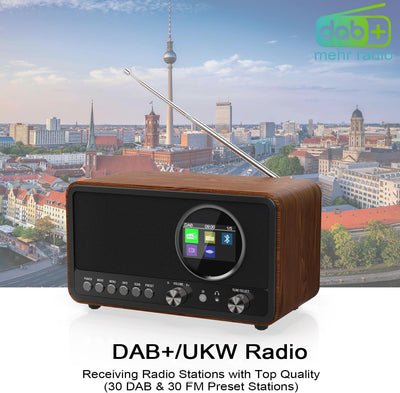 Monodeal DAB Radio (DAB+, DAB Plus, UKW, HiFi Lautsprecher 5W, Kopfhöreranschluss, TFT Display, Tast