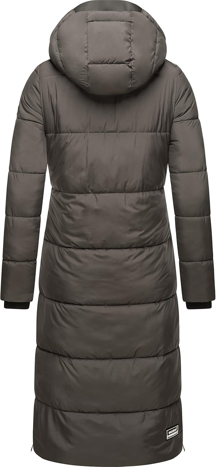 MARIKOO Damen Wintermantel Warmer Steppmantel lang mit Abnehmbarer Kapuze Reliziaa XS-3XL M Anthraci