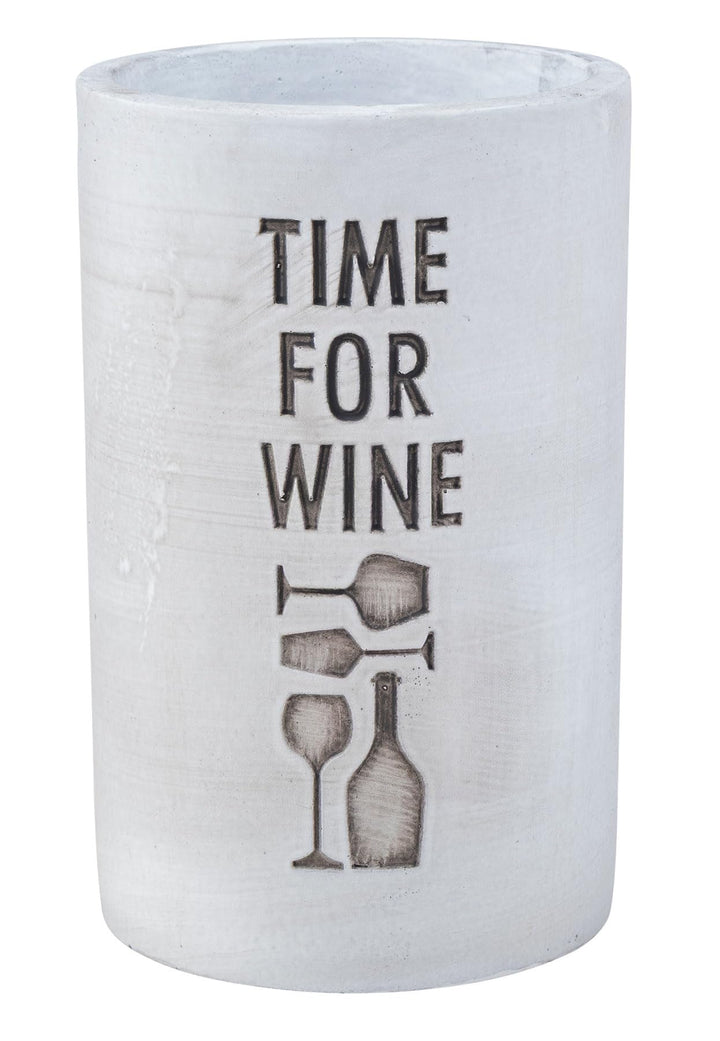 levandeo Beton Weinkühler Grau H21cm Flaschenkühler Time for Wine Sektkühler Tischdeko Spruch Candle
