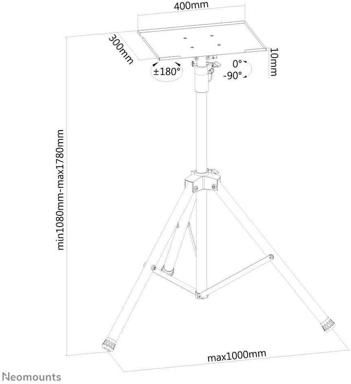 Neomounts NEWSTAR NS-FS200BLACK Flat Screen/Laptop Floor Stand - Height: 108-178cm 10-32Zoll