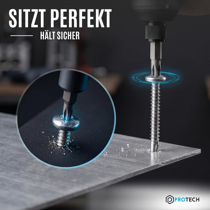 PROTECH 200 Stück Bohrschrauben Form M TORX 4,8x25 DIN 7504 Edelstahl A2 V2A Rostfrei Blechschrauben