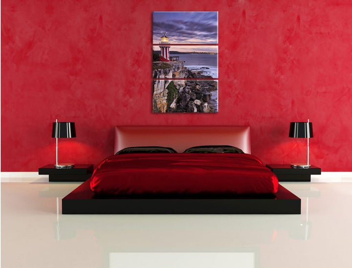 Pixxprint Leuchtturm als Leinwandbild/Grösse: 3 Teilig (120x80) cm/Wandbild/Kunstdruck/fertig bespan