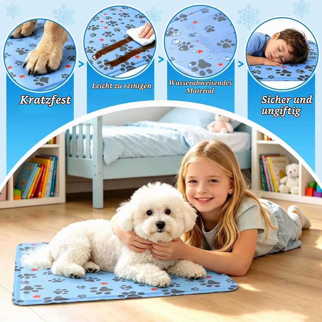 Kühlmatte Hund 50 x 40 cm, Kühlmatte für Hunde &amp; Katzen Faltbare, Kühldecke für Haustiere Leicht Rei