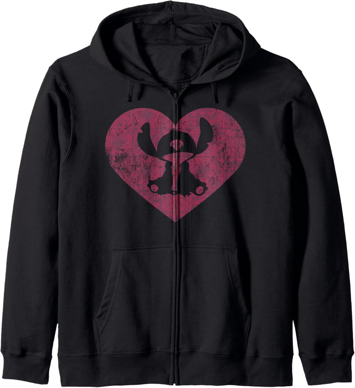 Disney Lilo & Stitch Valentinstag Stitch Heart Silhouette Kapuzenjacke