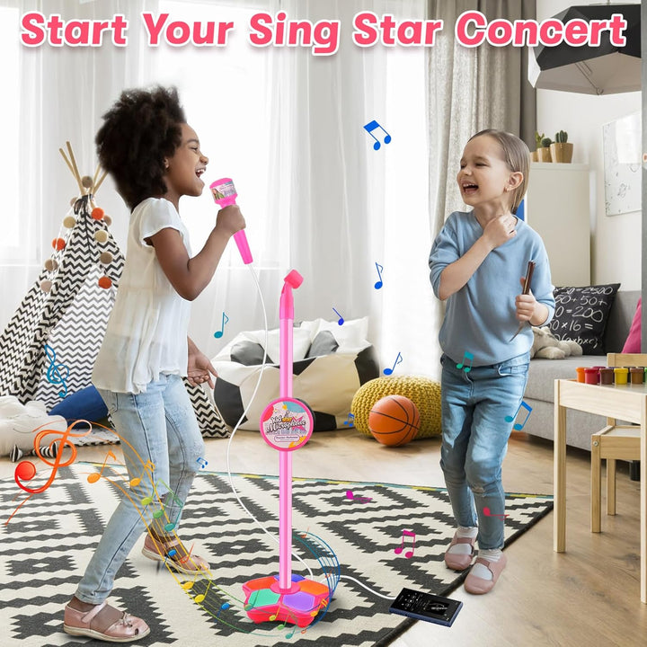 Vibbng Mädchenmikrofon mit Ständer, Verstellbares Kindermikrofon mit Stativ Kinder, Kids Microphone