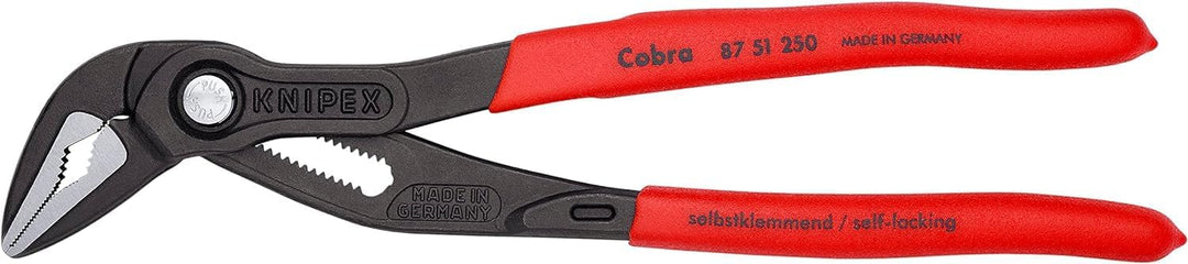 KNIPEX SB Cobra ES, Wasserpumpenzange | Rohrzange, extra schlank, Chrom-Vanadium, atramentiert, 250