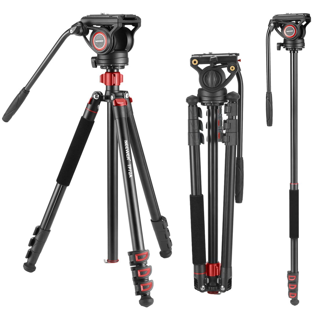 NEEWER 72" Fluidkopf Video Einbeinstativ, Schnellwechselplatte kompatibel mit DJI RS Gimbal, 360° Sc