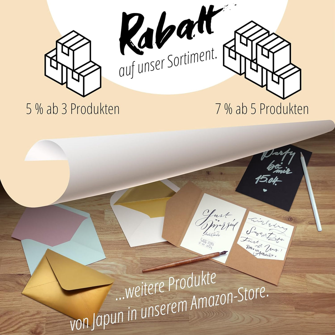 Japun – Briefumschläge (100 Stück) aus Papier, Kuvert, Umschlag ohne Fenster - DIN C6-162 x 114 mm -