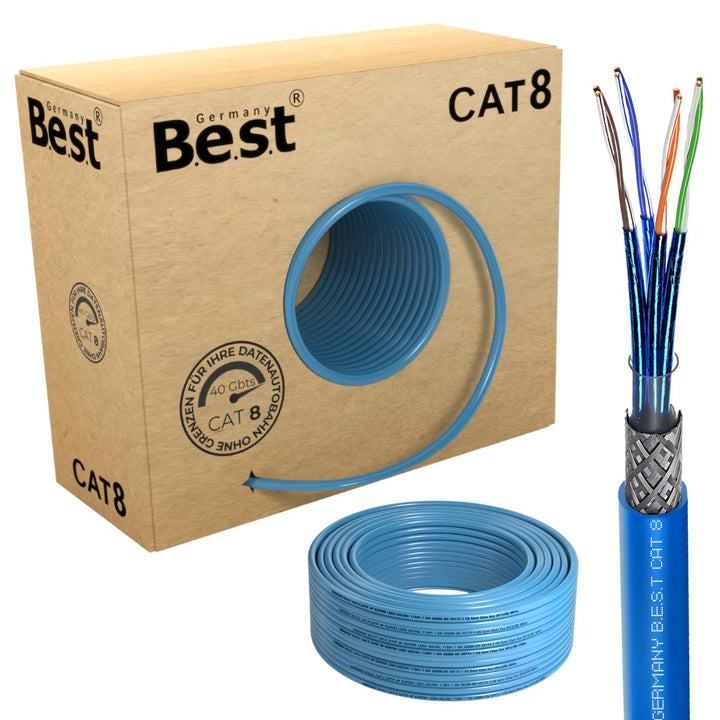 Germany B.e.s.t 100M CAT 8 Netzwerkkabel Verlegekabel Kupfer LAN Kabel Ethernetkabel S/FTP 40 Gbit/s