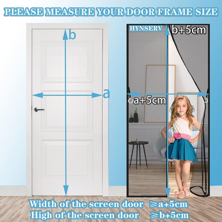 Fliegengitter Tür Magnet 140x200cm Schwarz Magnet Fliegenvorhang - Kinderleichte Klebemontage Ohne B