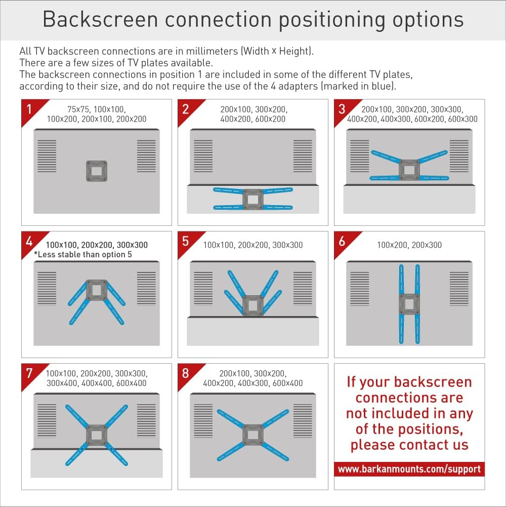 Barkan Lange Weiss TV Deckenhalterung, 13 - 75 Zoll Neigbar / Vollbewegung flach & Curved Fernseher