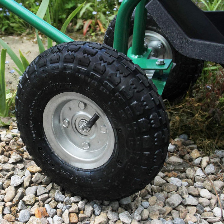 Gartensitz Fahrbarer Gartenwagen mit Sitz 150kg Sitzwagen Gartenhocker Rollwagen Rollsitz Gartenhelf