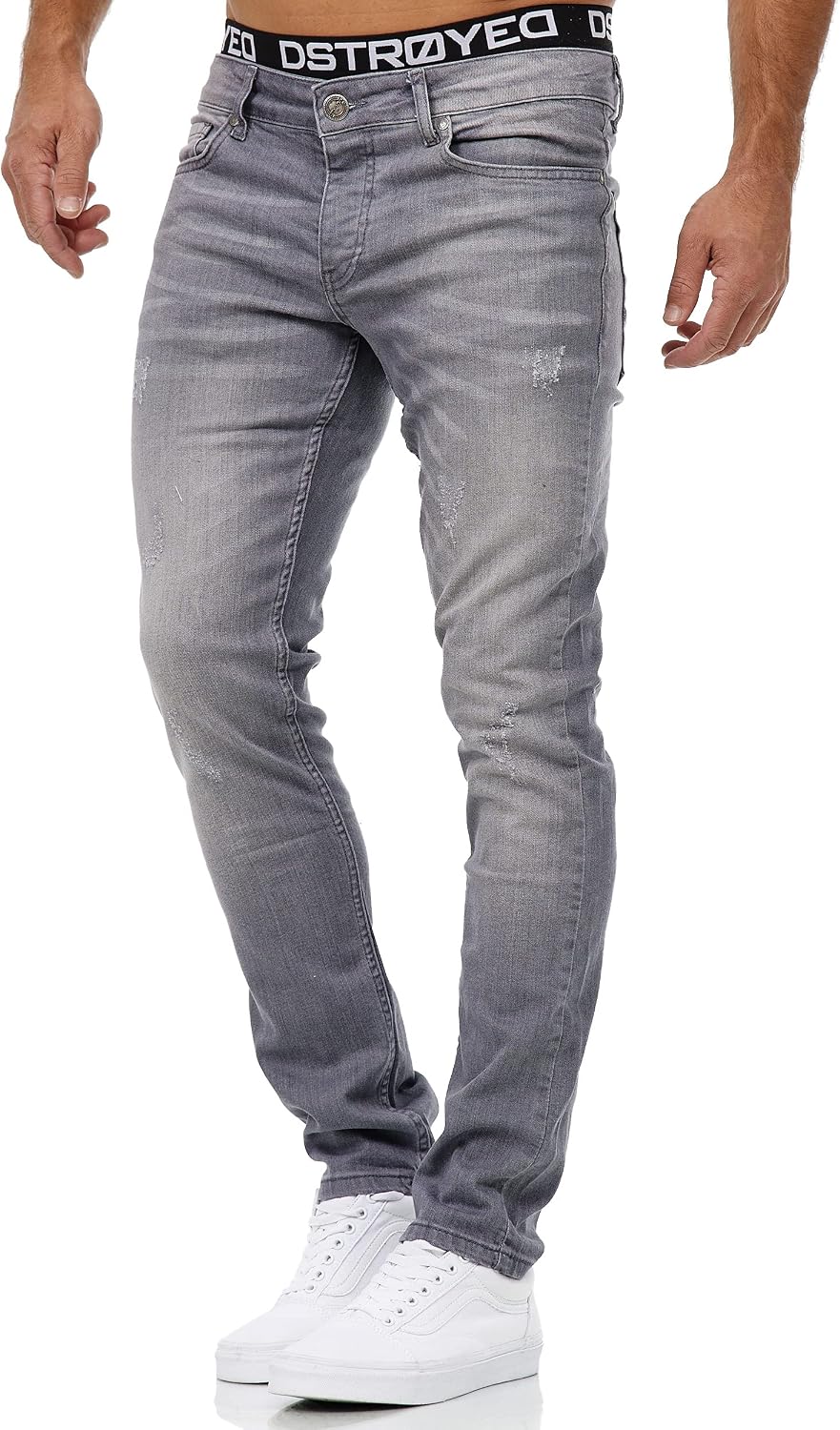 MERISH Jeans Herren Slim Fit Stretch Jeanshose Designer Hose Denim 9148-2100 29W / 32L 501-6 Grau, 2