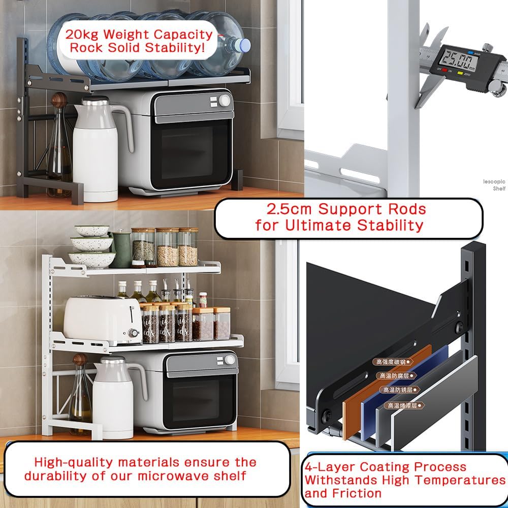 Mikrowellen-Regal, erweiterbar, Mikrowellen-Regal, Ständer, Küchentheke, Regal, Wandmontage, Desktop