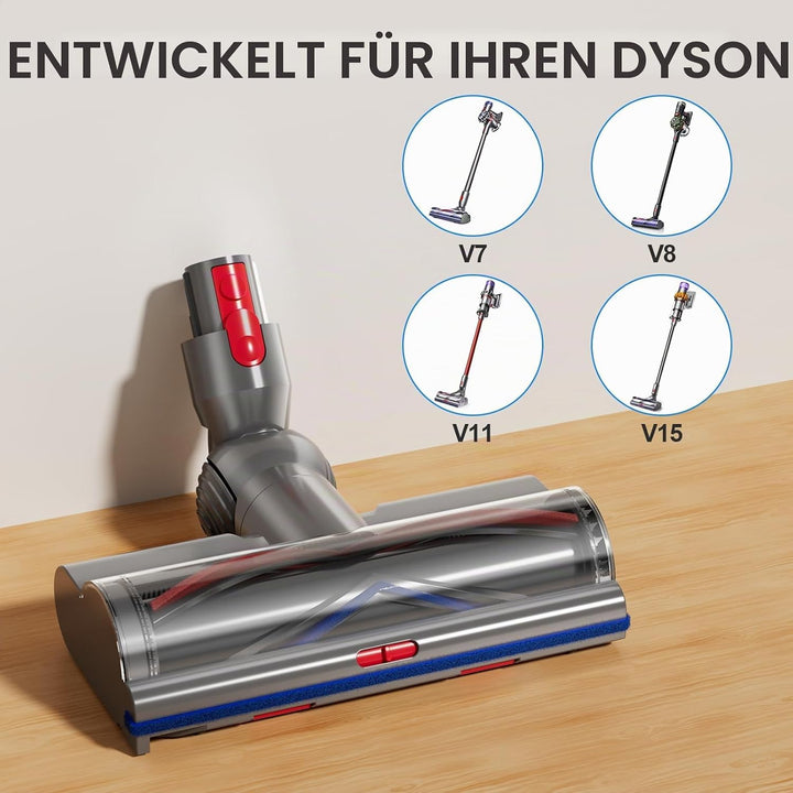 Bürste Kompatibel mit Dyson V7 V8 V10 V11 V15 Staubsauger, Bodenbürste mit LED, Einstellbare Saugkra