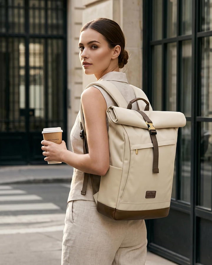 MATEIN HER Rolltop Rucksack Damen Gross, Rucksack Damen Wasserdicht, 22-28L | Laptop Rucksack Damen