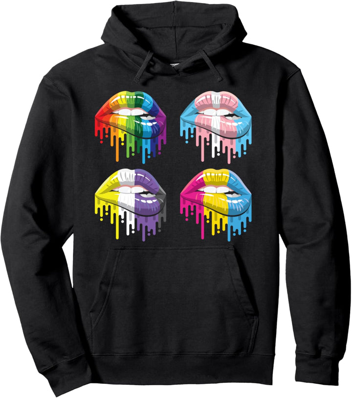Transsexuell Pansexuell Nicht Binär Kussmund Queer LGBT Pullover Hoodie