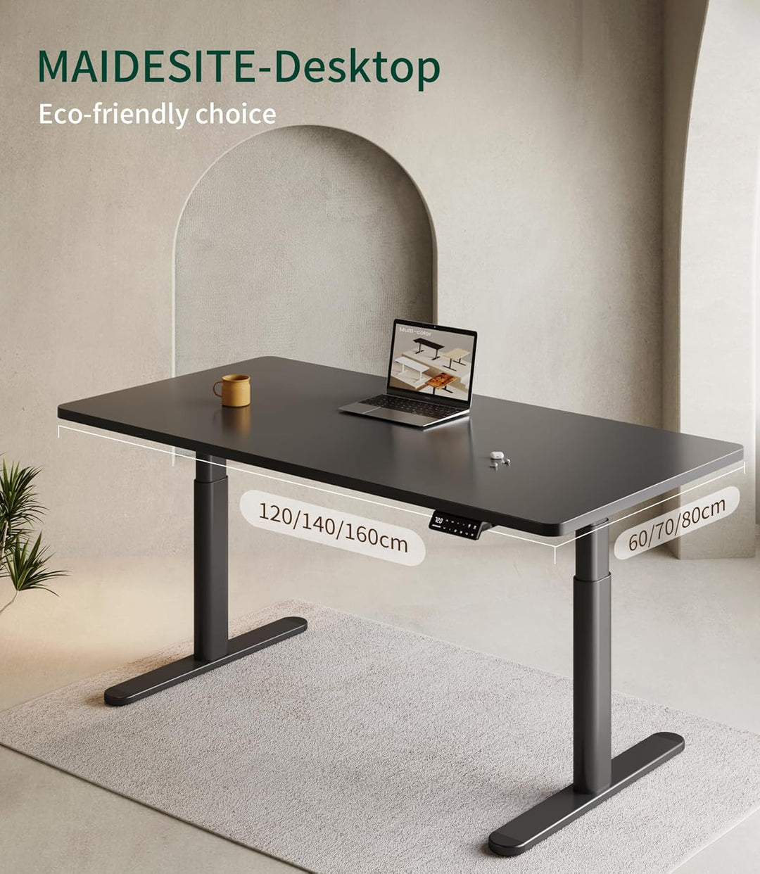 MAIDeSITe Tischplatte 120x60x2,5cm Schreibtischplatte - DIY Stabile Bürotischplatte– Perfekt für höh