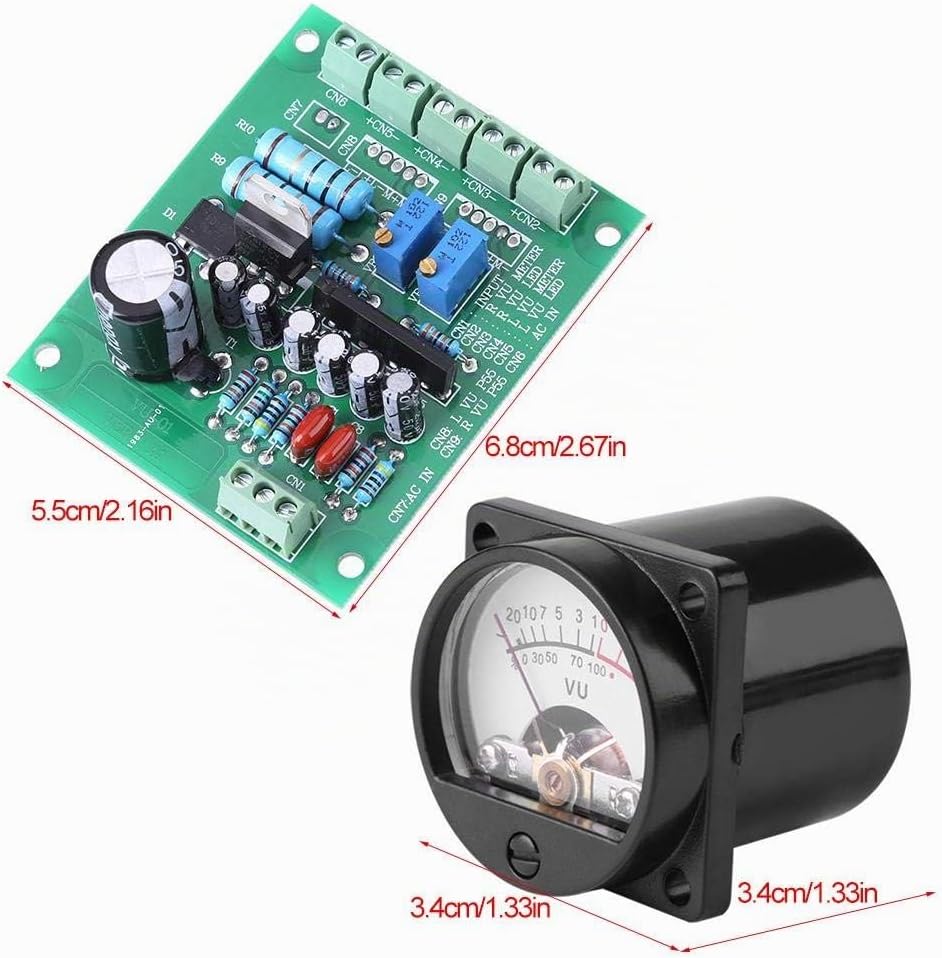 VU Panel Messgerät, 2pcs VU Meter Warm Back Light Aufnahme Audio Level Amp mit Treiberplatine