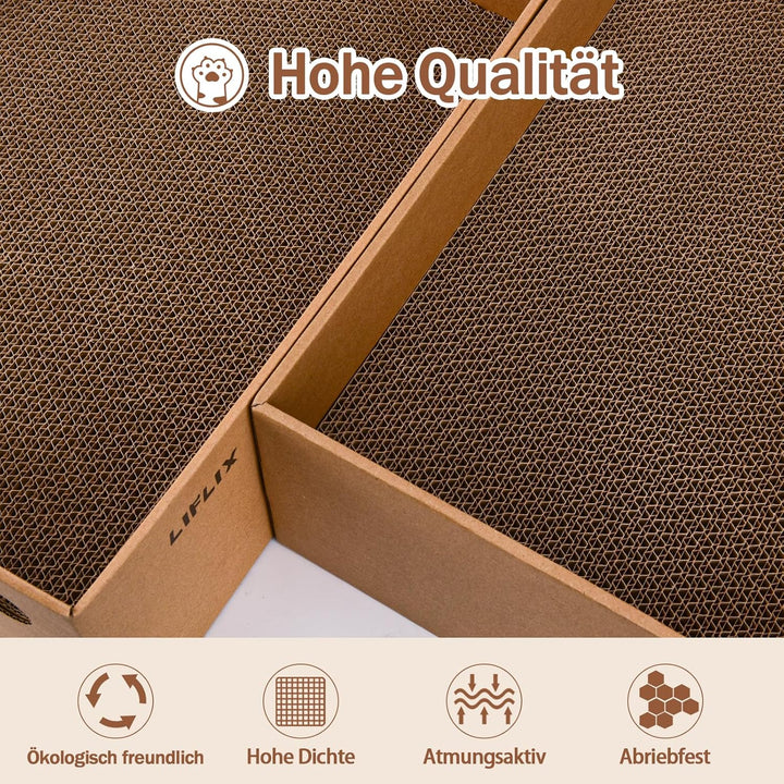 6 STK. Kratzbretter mit 2 Boxen, 43.5×33.5×15.5cm Kratzpappe für Katzen mit hochwertiger Karton, 6 S