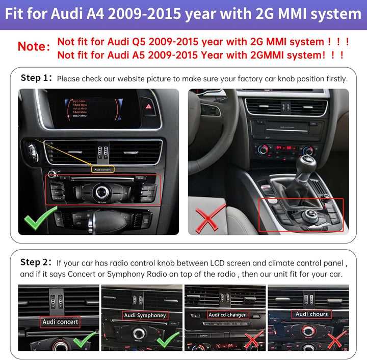 Road Top 8,9 Zoll Autoradio Drahtlos CarPlay Touchscreen für Audi A4 2009-2015 Jahr mit 2GMMI, Autor