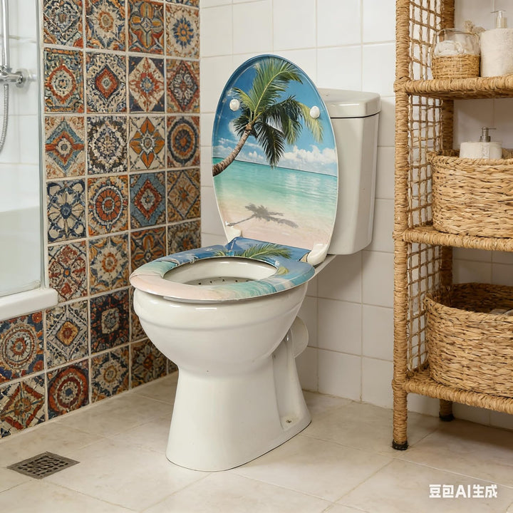 Duroplast-Toilettensitz, O-förmiger Toilettendeckel mit Soft-Close-Mechanismus, Edelstahlscharnier,