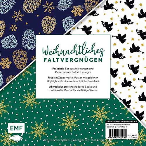 Origamisterne? Gerne! – Gold Edition – Weihnachtliches Bastelset zum Sofort-Losfalten: Mit Anleitung