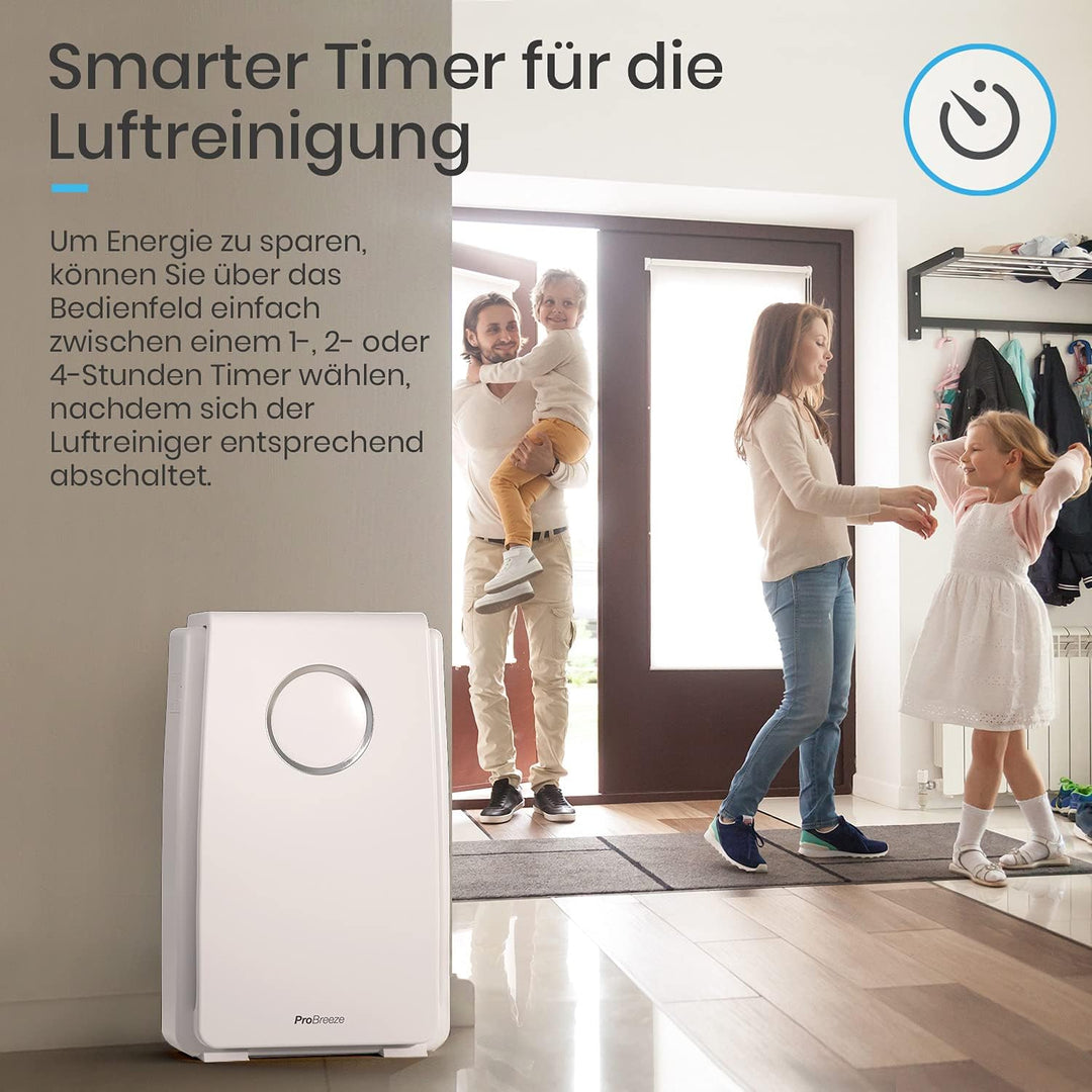 Luftreiniger von Pro Breeze mit True HEPA Luftfilter für Allergiker, Air Purifier für bis zu 40m², C