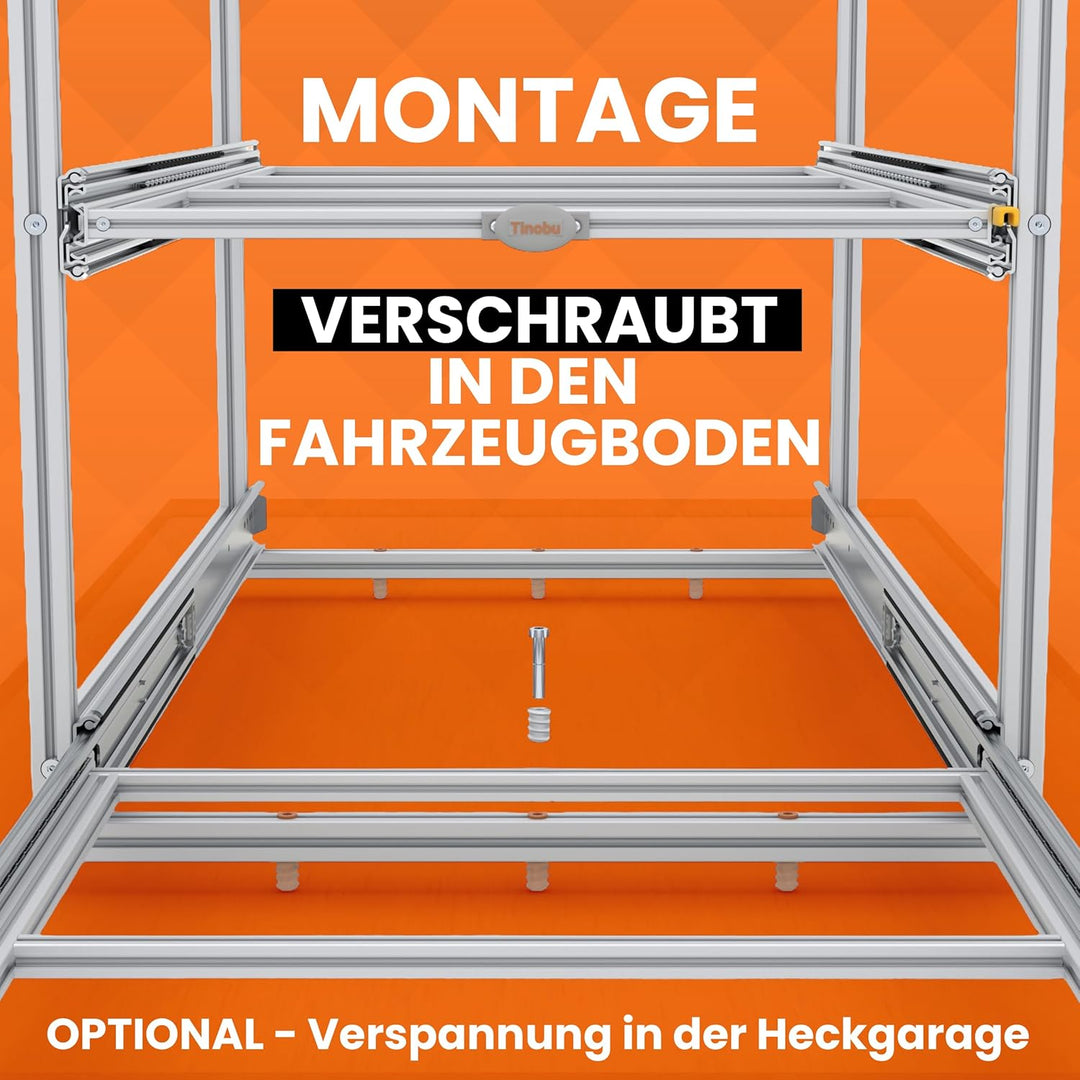 Schubladensystem Wohnmobil 120 cm - Heckgarage Schublade für Euroboxen 60x40 und 30x40, 2-4 Ebenen,
